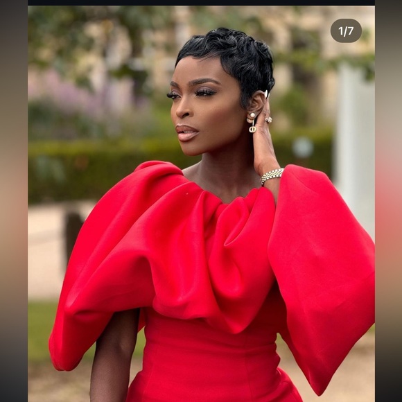 Asos design bubble pencil midi dress with split in red #Cybermondaysale - Picture 7 of 16